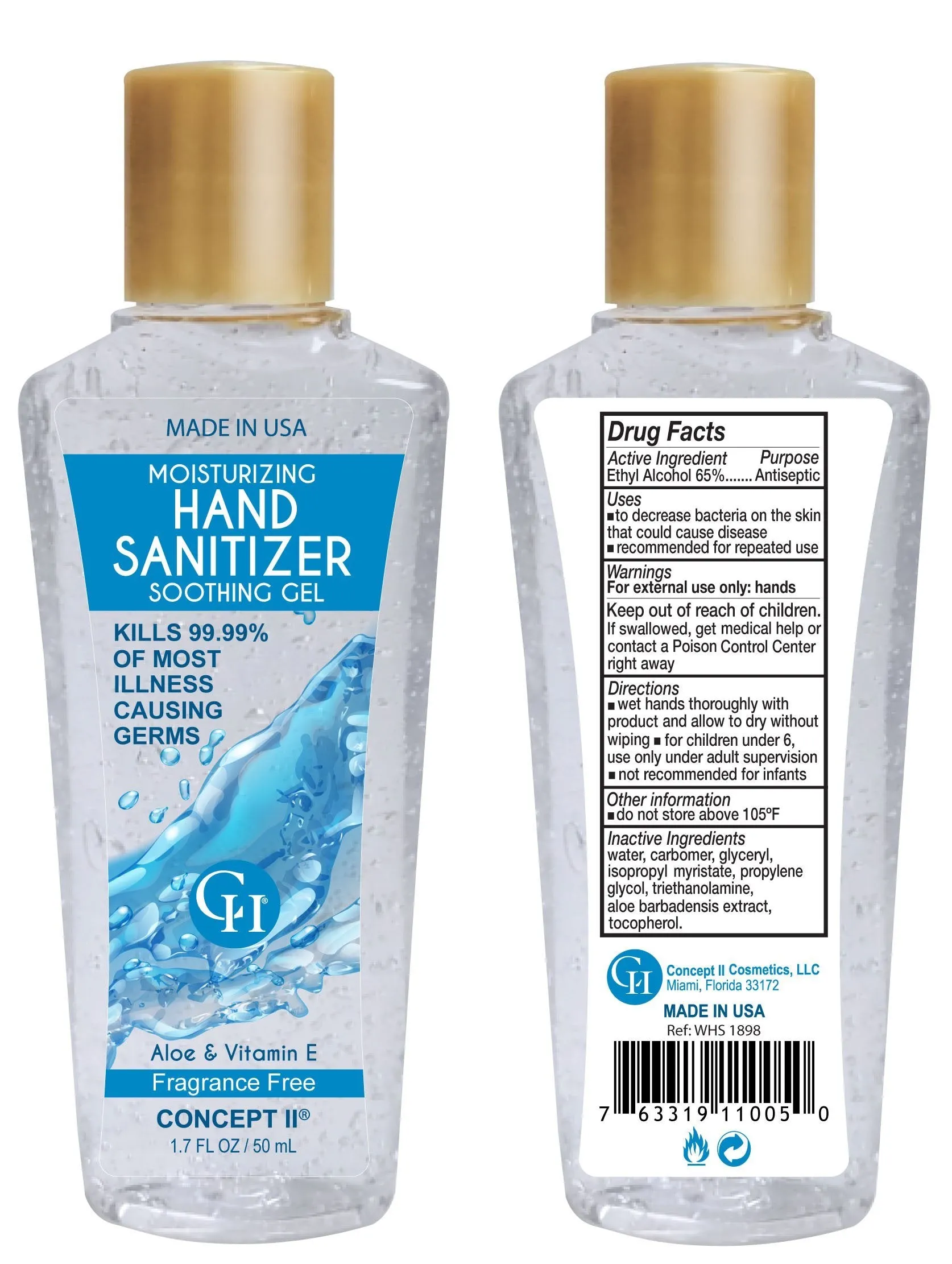 — CONSUMER — Fragrance Free Moisturizing Hand Sanitizer with Aloe and Vitamin E - 1.7 Pocket Size - 5 Bottle Packs