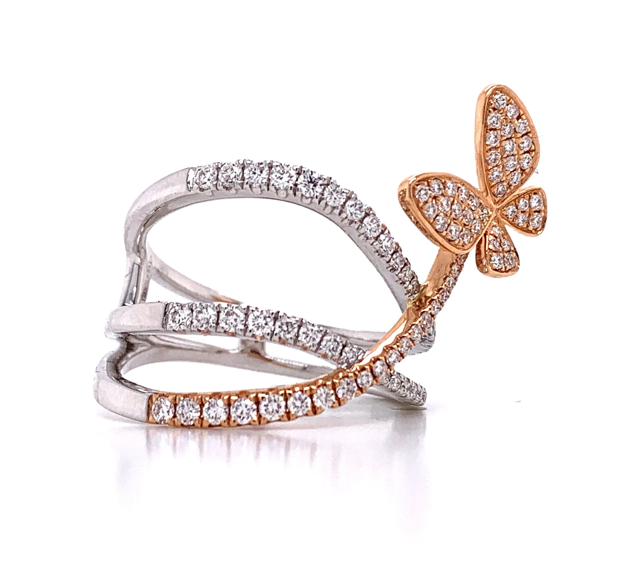 0.61CTW Two tone Diamond Butterfly Ring
