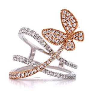 0.61CTW Two tone Diamond Butterfly Ring