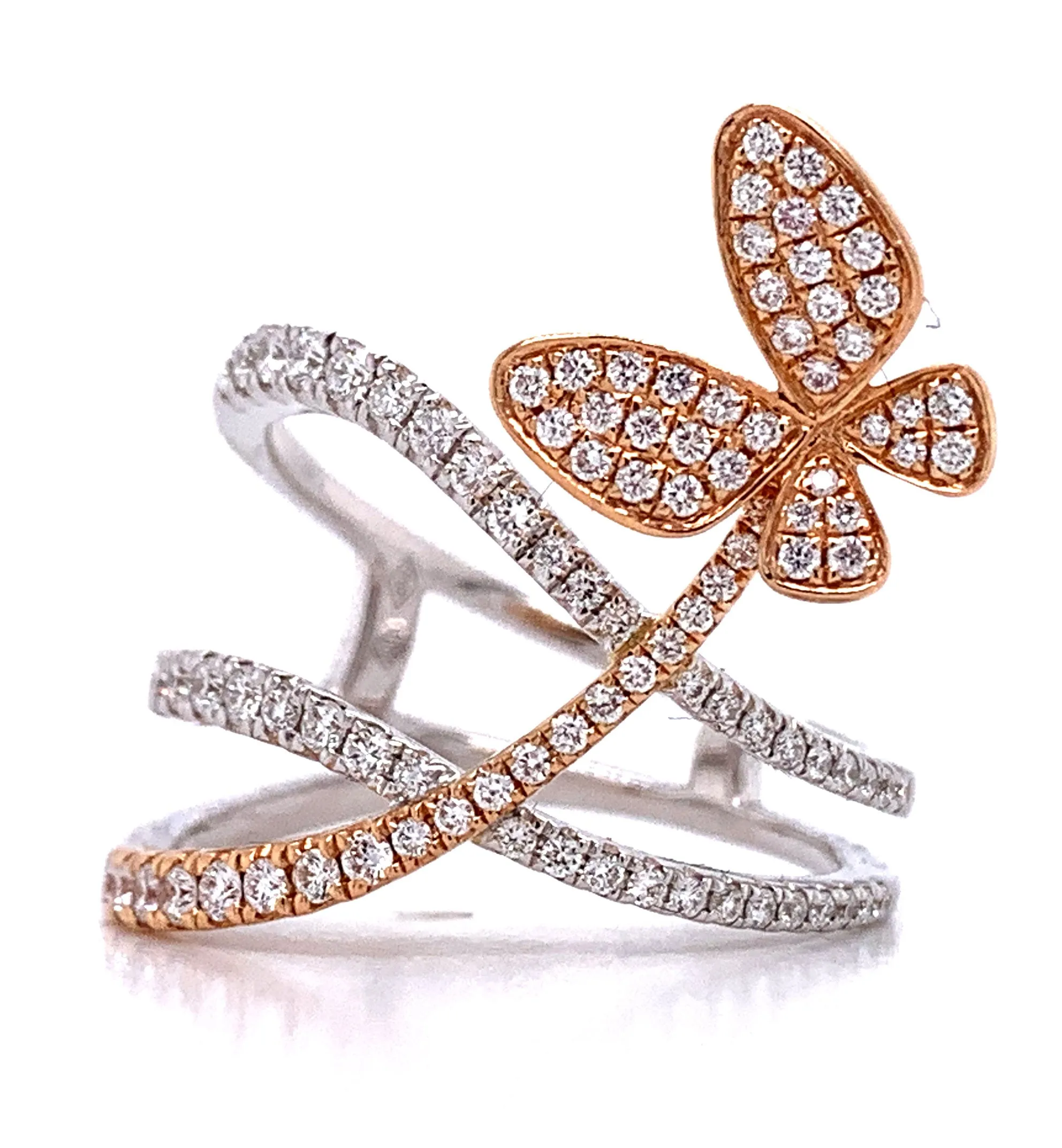 0.61CTW Two tone Diamond Butterfly Ring