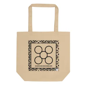 100% cotton Eco Tote Bag, featuring the Adinkra symbol for loyalty