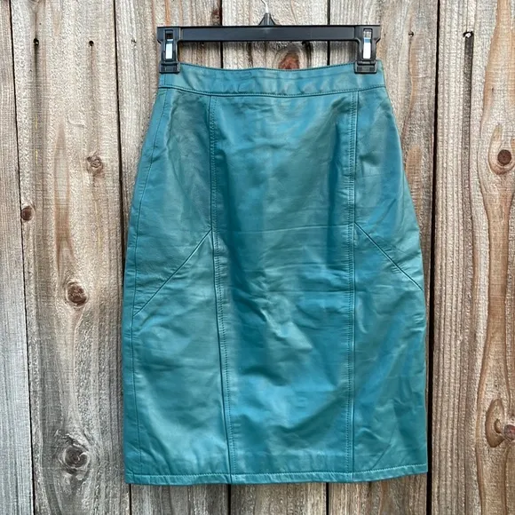 100% Genuine LEATHER Vintage Chia Pencil Skirt