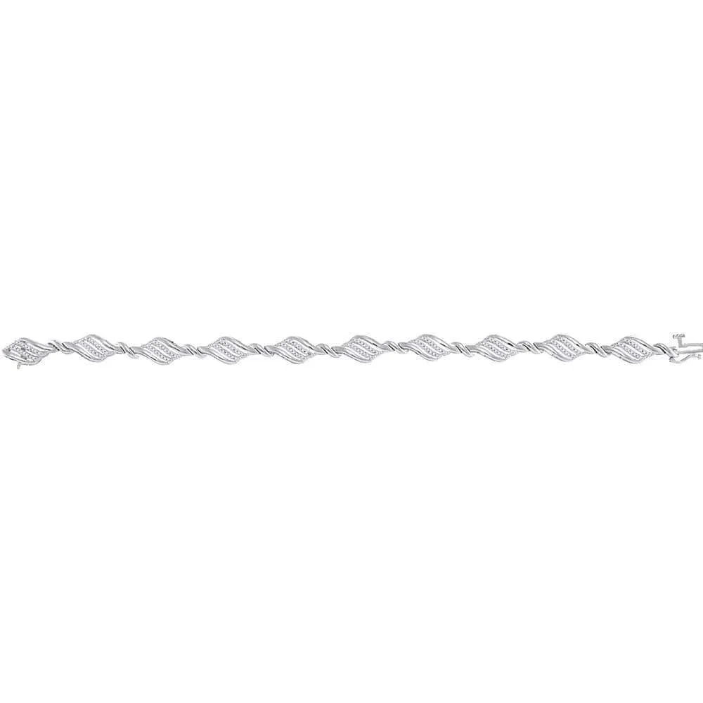 10K White Gold Womens Round Diamond Fashion Bracelet 1/2 Cttw