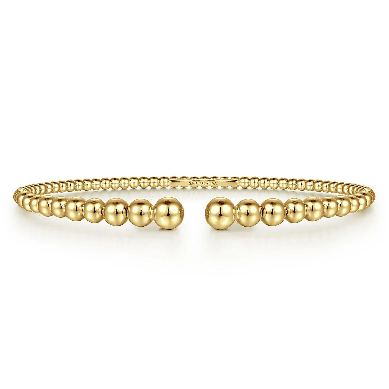 14K Yellow Gold Graduated Beaded Bangle Bracelet