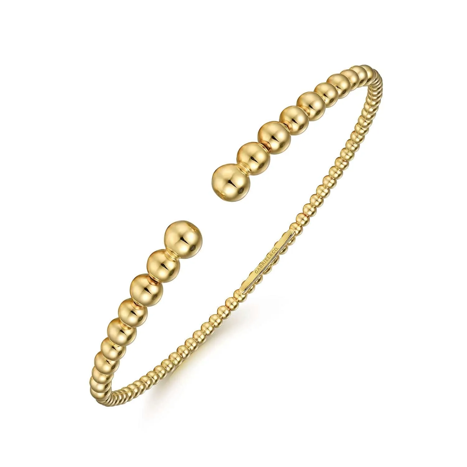14K Yellow Gold Graduated Beaded Bangle Bracelet