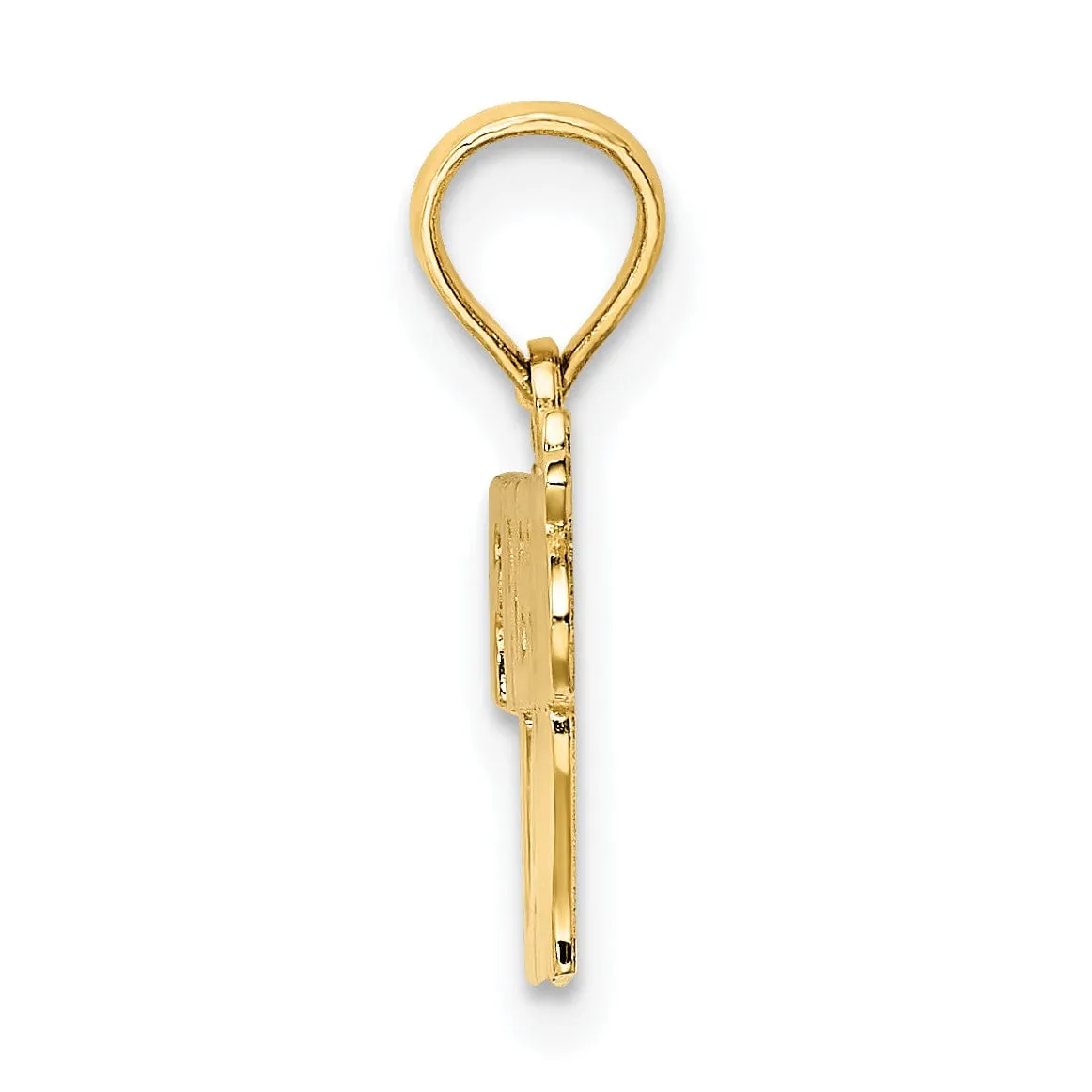 14k Yellow Gold Open Back Polished Finish FIREFIGHTER'S LADY Charm Pendant