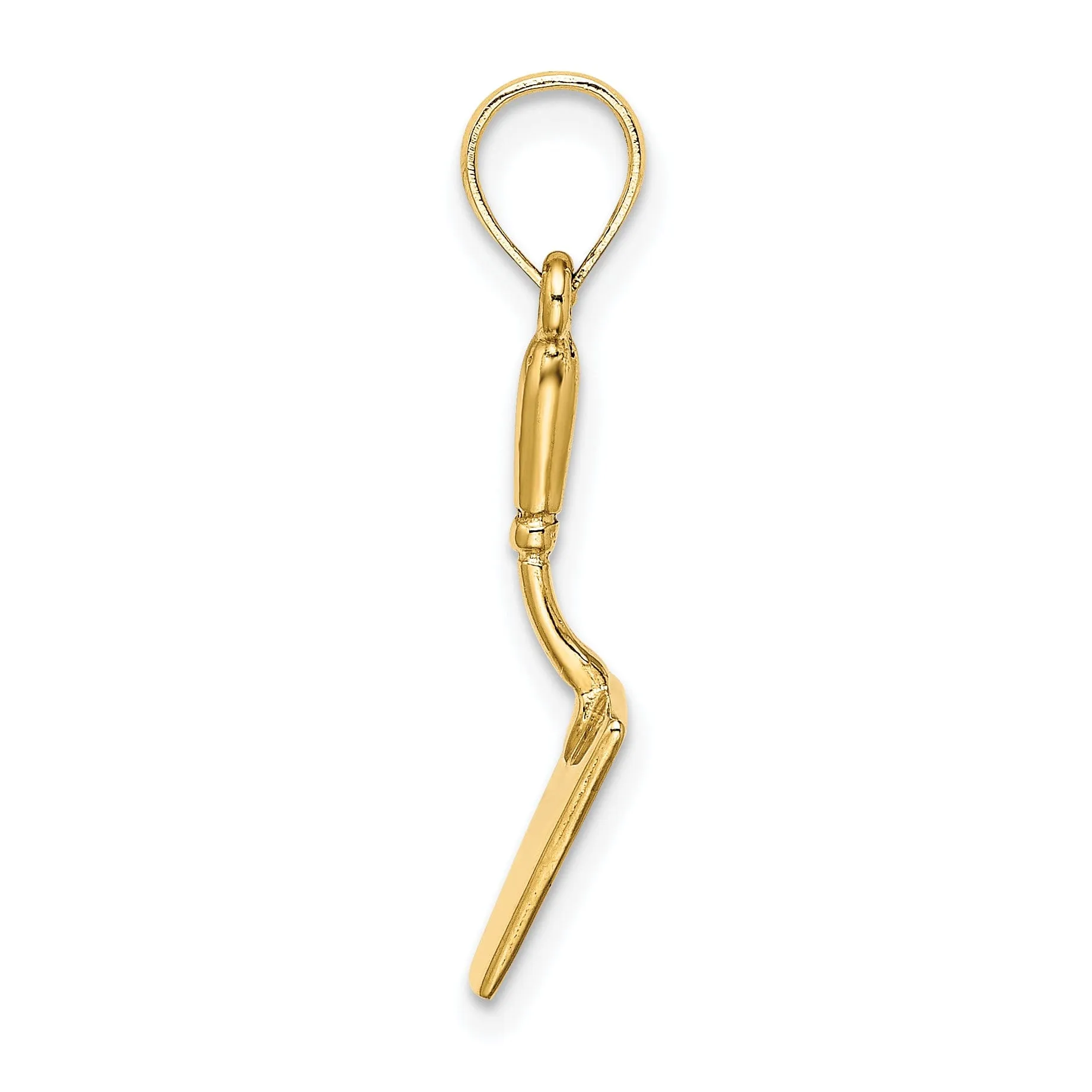 14K Yellow Gold Polished Finish 3-Dimensional Concrete Spatula Hand Tool Charm Pendant