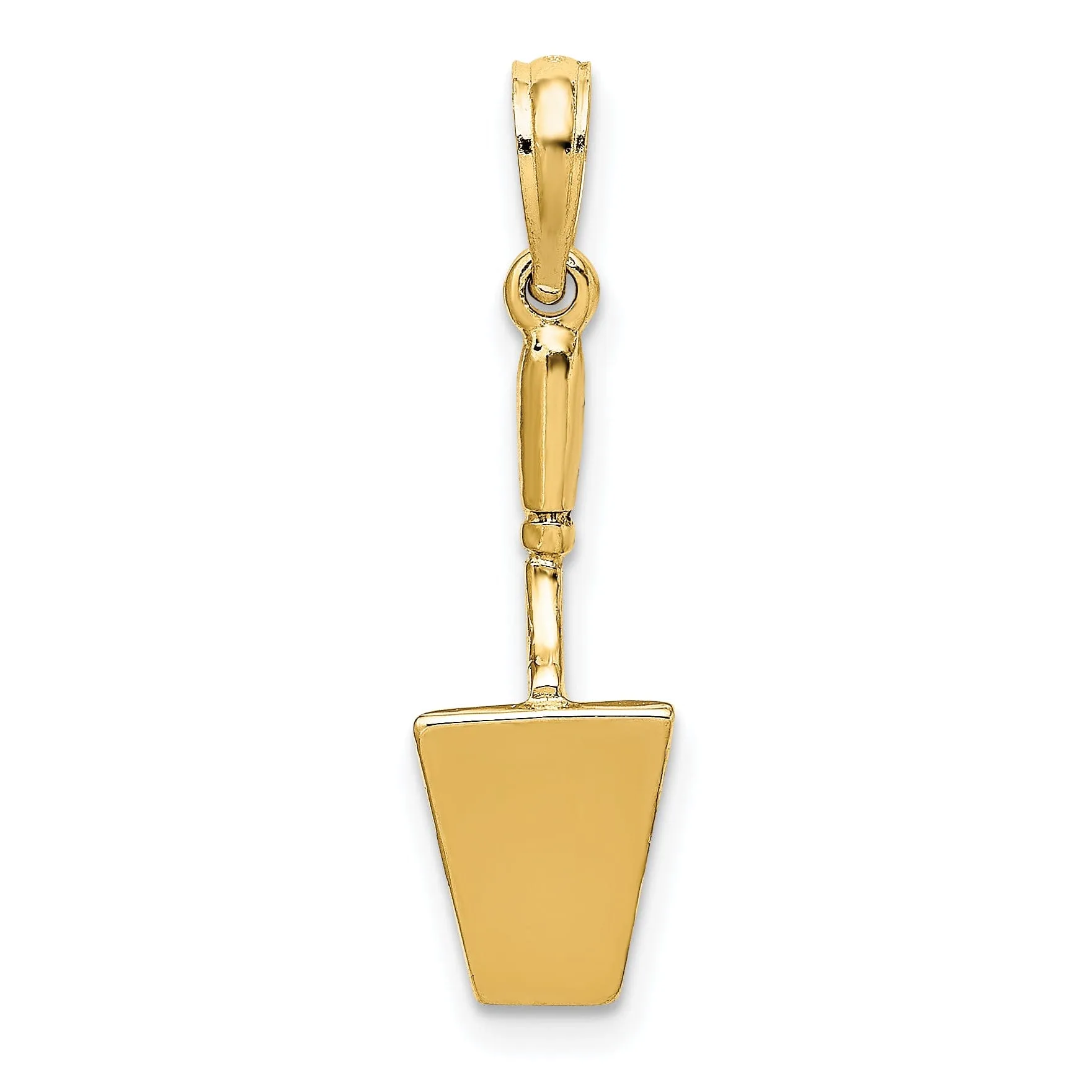 14K Yellow Gold Polished Finish 3-Dimensional Concrete Spatula Hand Tool Charm Pendant