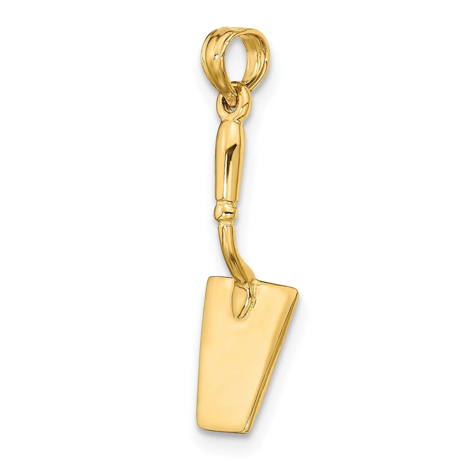 14K Yellow Gold Polished Finish 3-Dimensional Concrete Spatula Hand Tool Charm Pendant