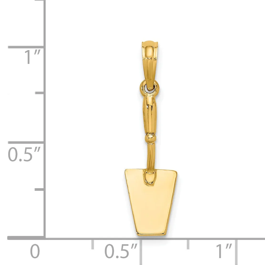 14K Yellow Gold Polished Finish 3-Dimensional Concrete Spatula Hand Tool Charm Pendant