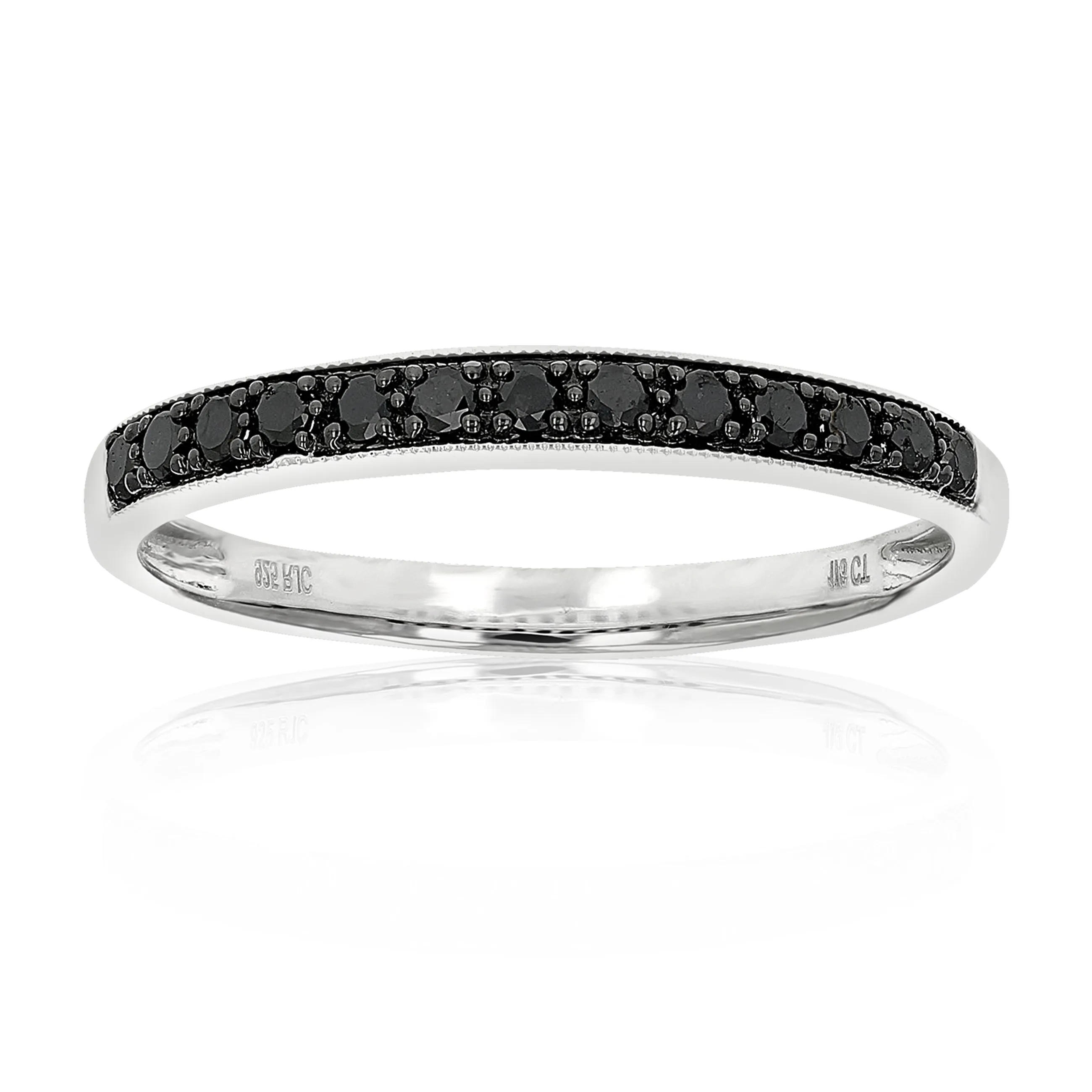 1/6 cttw Black Diamond Wedding Band in Sterling Silver