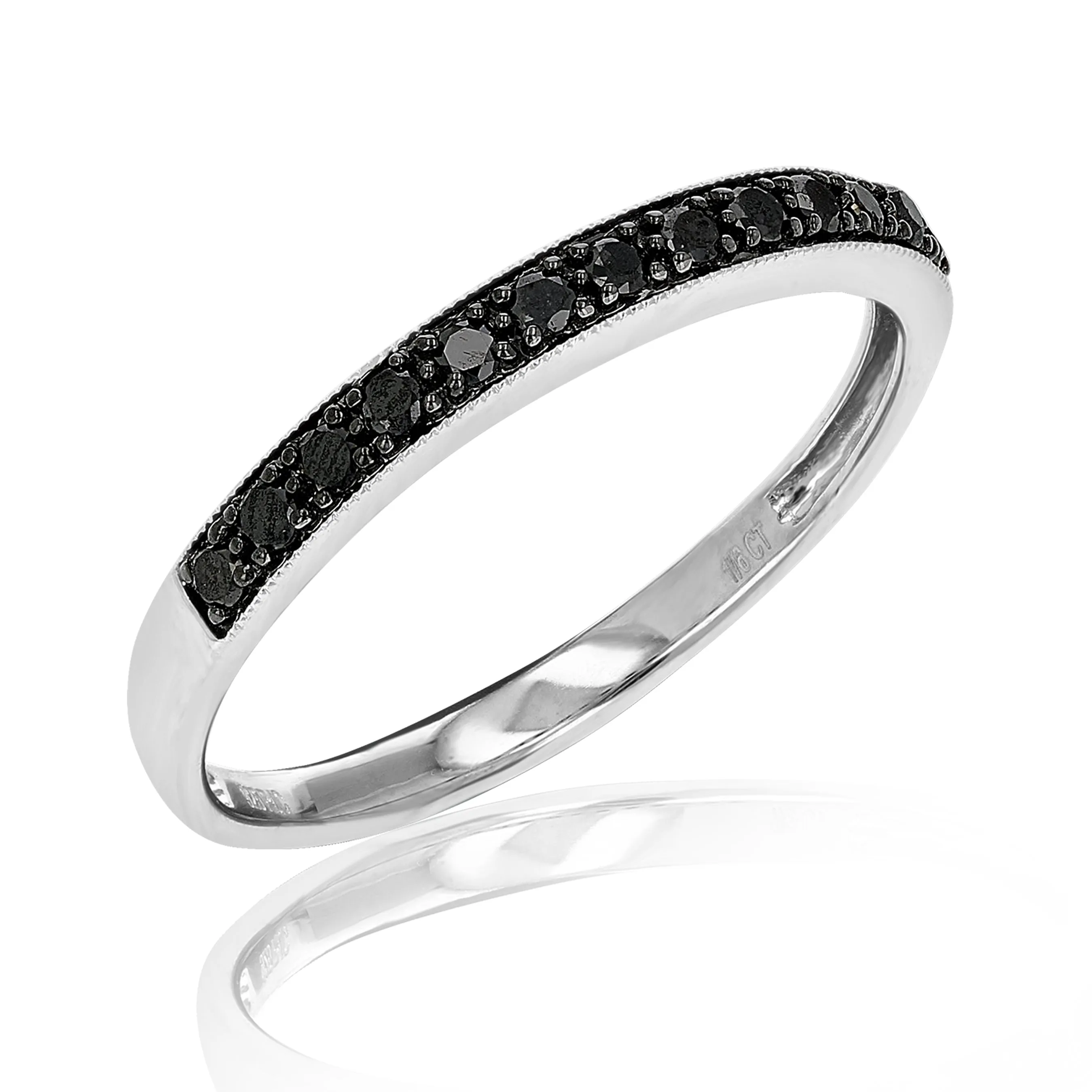 1/6 cttw Black Diamond Wedding Band in Sterling Silver