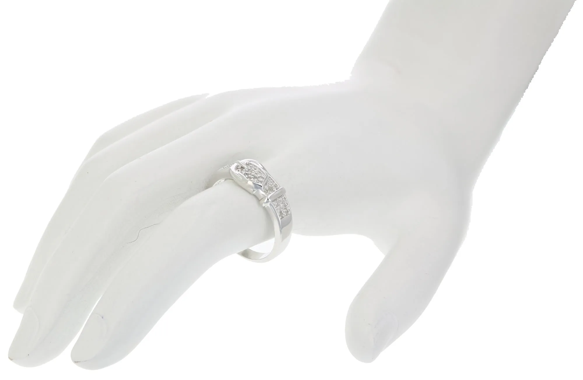 1/6 cttw Diamond Belt Design Wedding Band in Sterling Silver