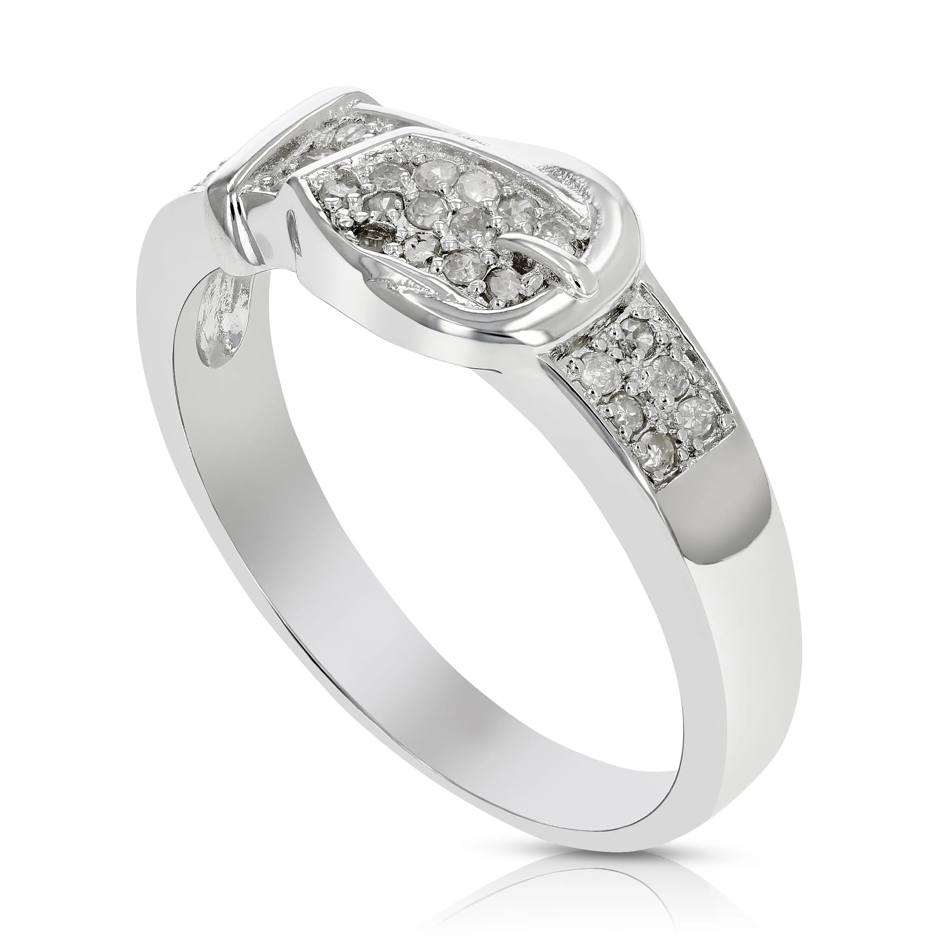 1/6 cttw Diamond Belt Design Wedding Band in Sterling Silver