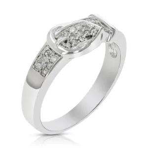 1/6 cttw Diamond Belt Design Wedding Band in Sterling Silver