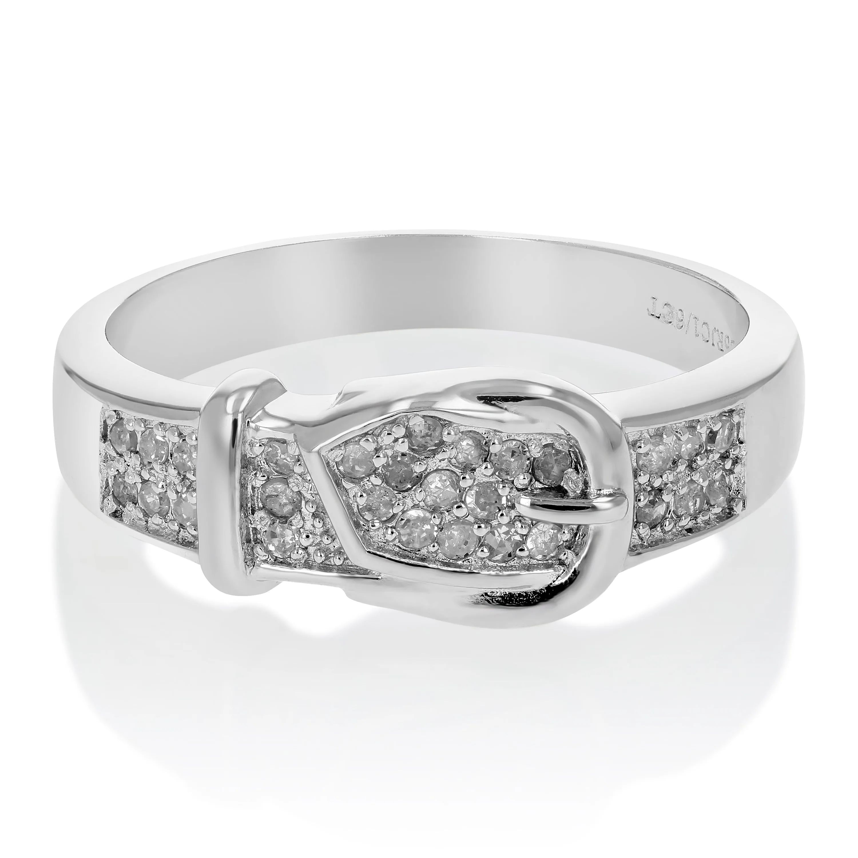 1/6 cttw Diamond Belt Design Wedding Band in Sterling Silver