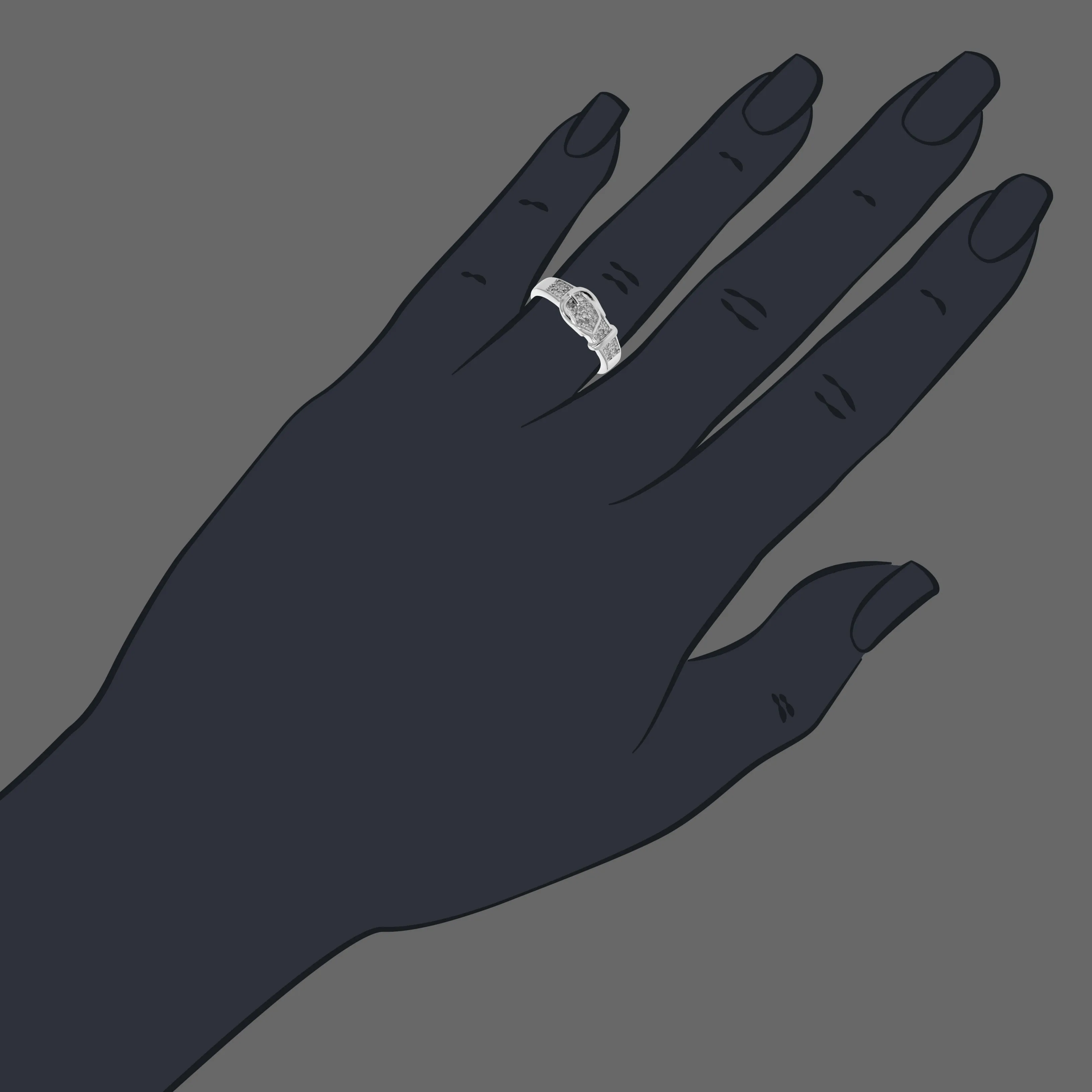 1/6 cttw Diamond Belt Design Wedding Band in Sterling Silver