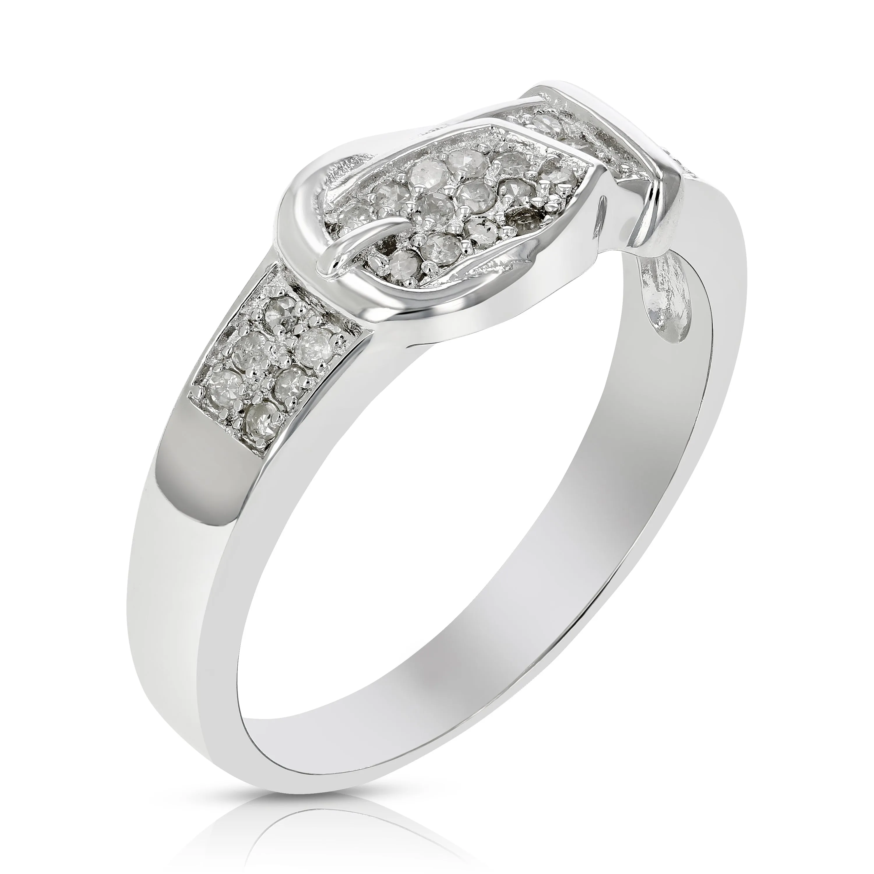 1/6 cttw Diamond Belt Design Wedding Band in Sterling Silver