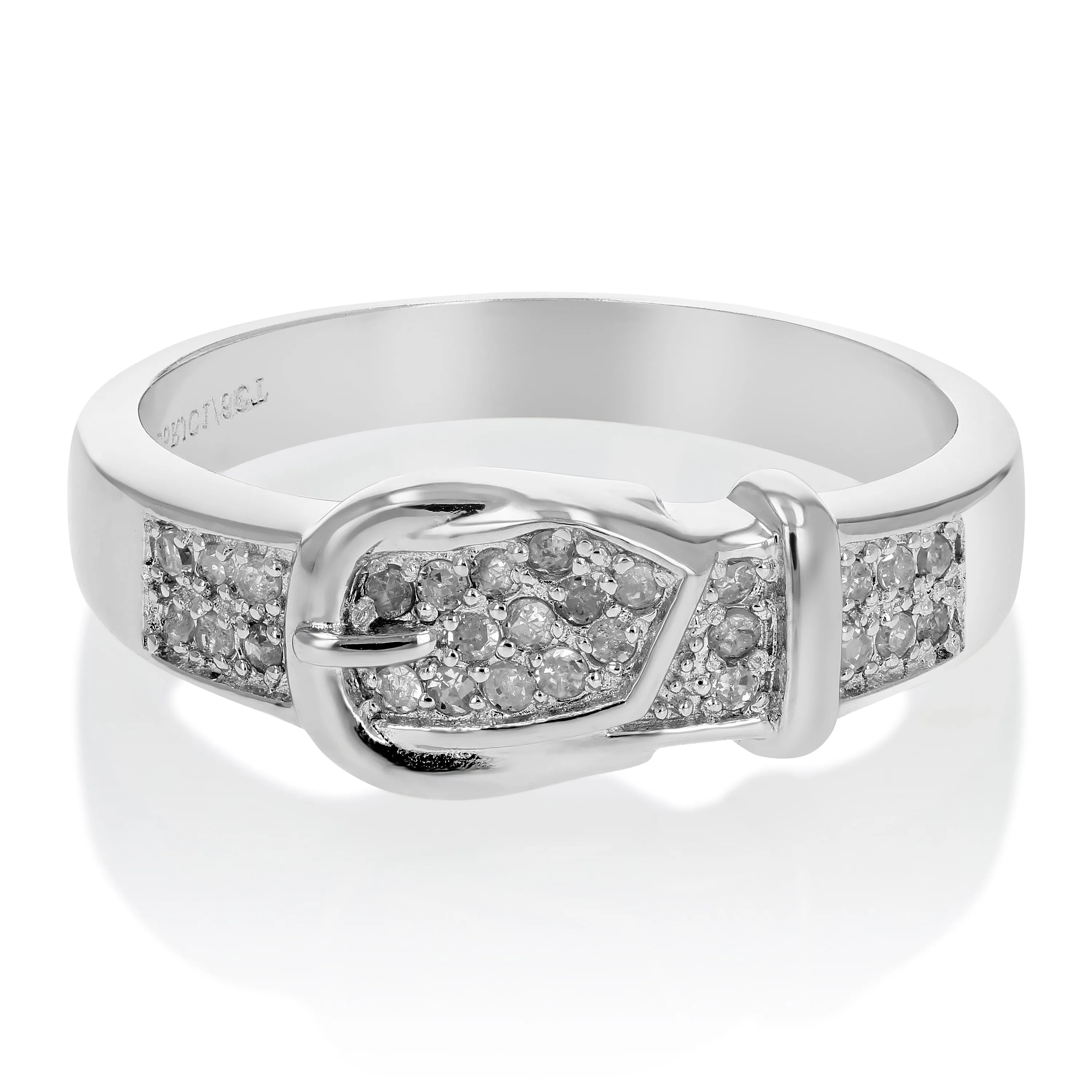 1/6 cttw Diamond Belt Design Wedding Band in Sterling Silver
