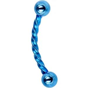 16 Gauge 3/8 Light Blue IP Seriously Twisted Curved Eyebrow Ring