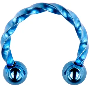16 Gauge 5/16 Light Blue IP Seriously Twisted Horseshoe Curved Barbell