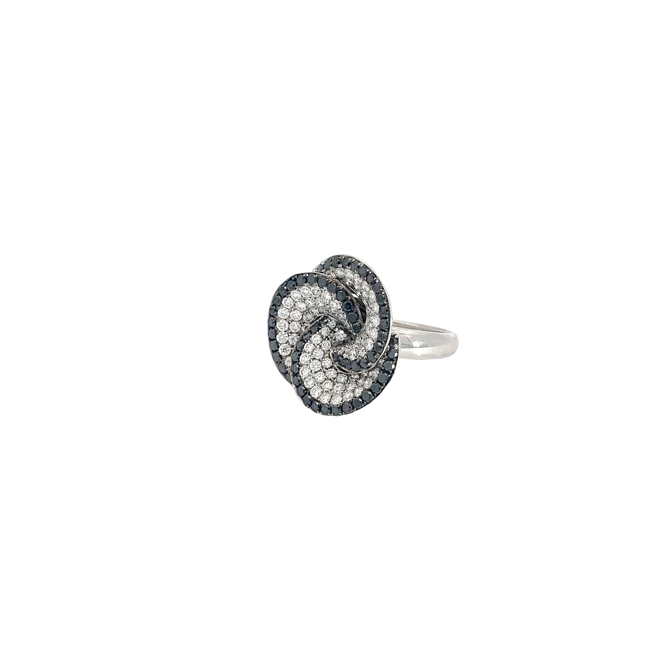18k White Gold .61ct Round Black and 1.80ct F VS2 Round Diamond Fashion Ring