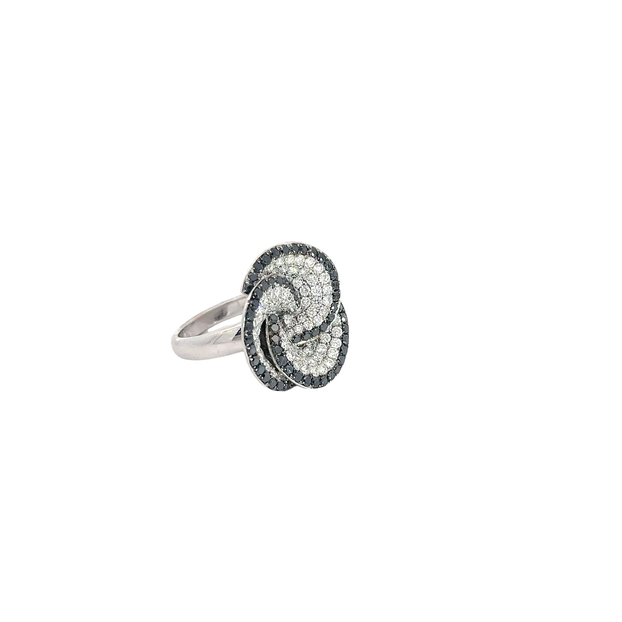 18k White Gold .61ct Round Black and 1.80ct F VS2 Round Diamond Fashion Ring