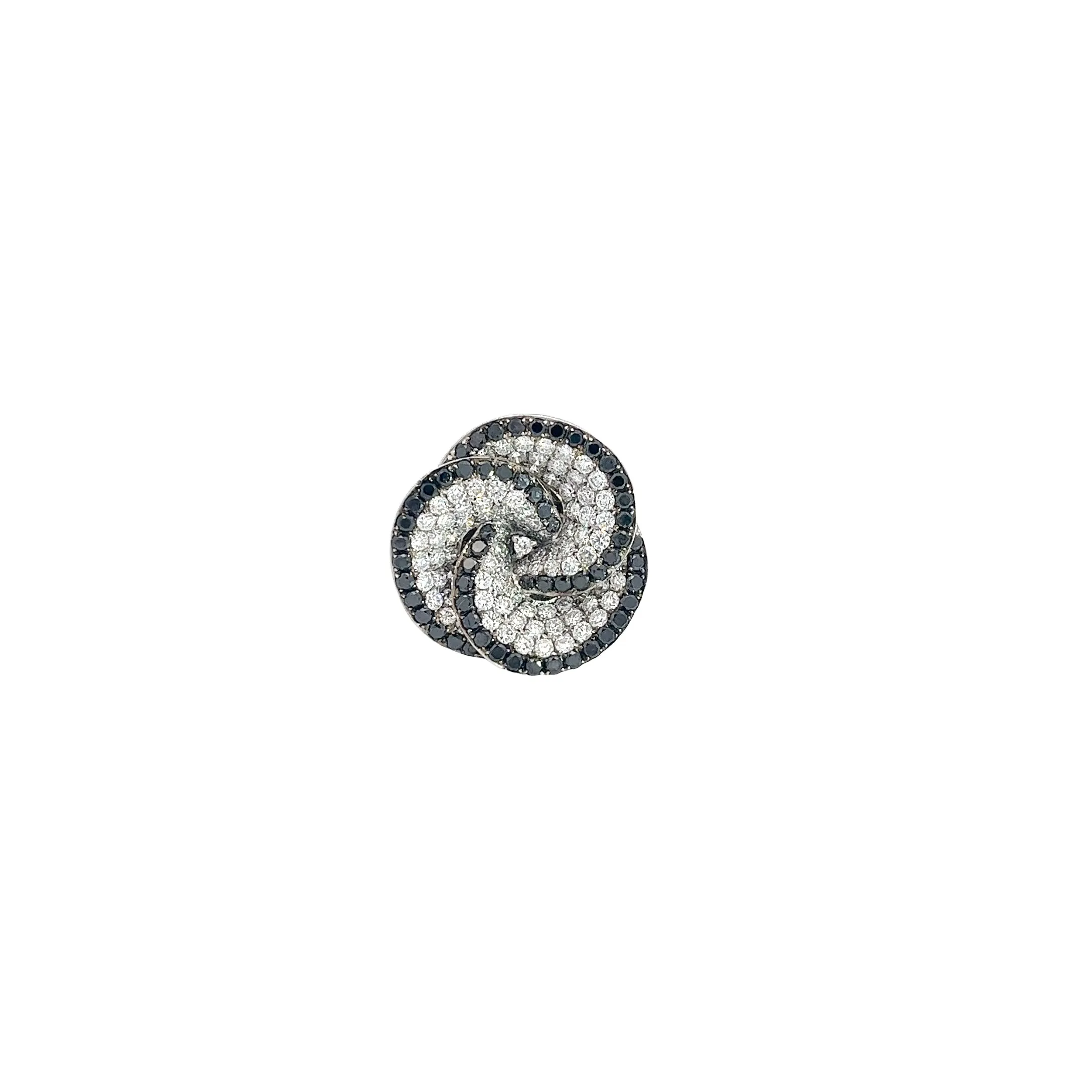 18k White Gold .61ct Round Black and 1.80ct F VS2 Round Diamond Fashion Ring