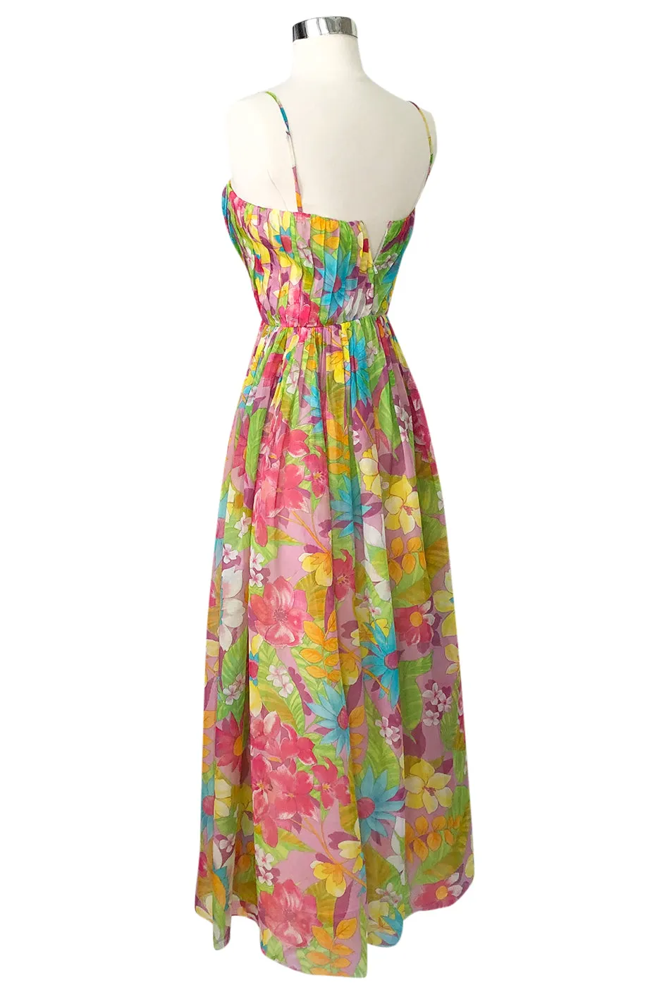 1950s Nat Kaplan Pleated Bodice Insanely Pretty Floral Print Dress