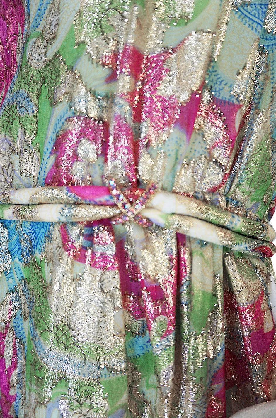 1960s Bonwit Teller Metallic Green Gown