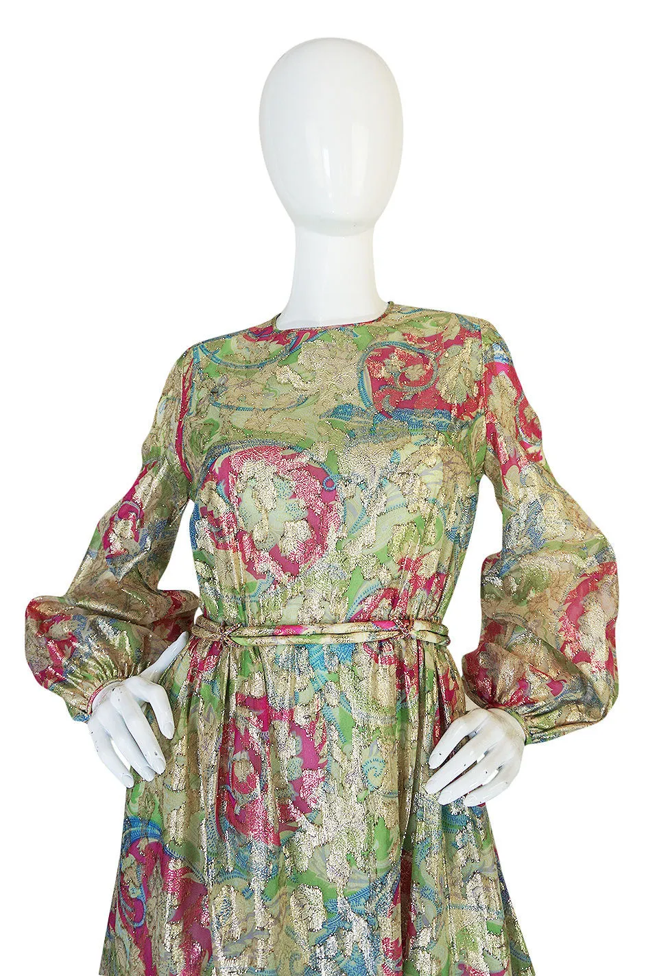 1960s Bonwit Teller Metallic Green Gown