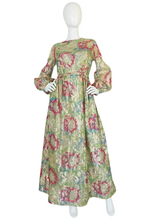 1960s Bonwit Teller Metallic Green Gown