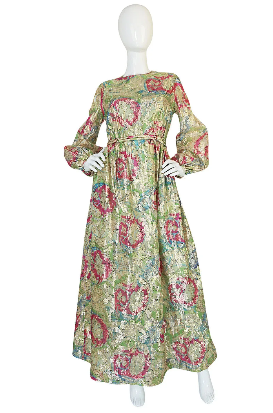 1960s Bonwit Teller Metallic Green Gown