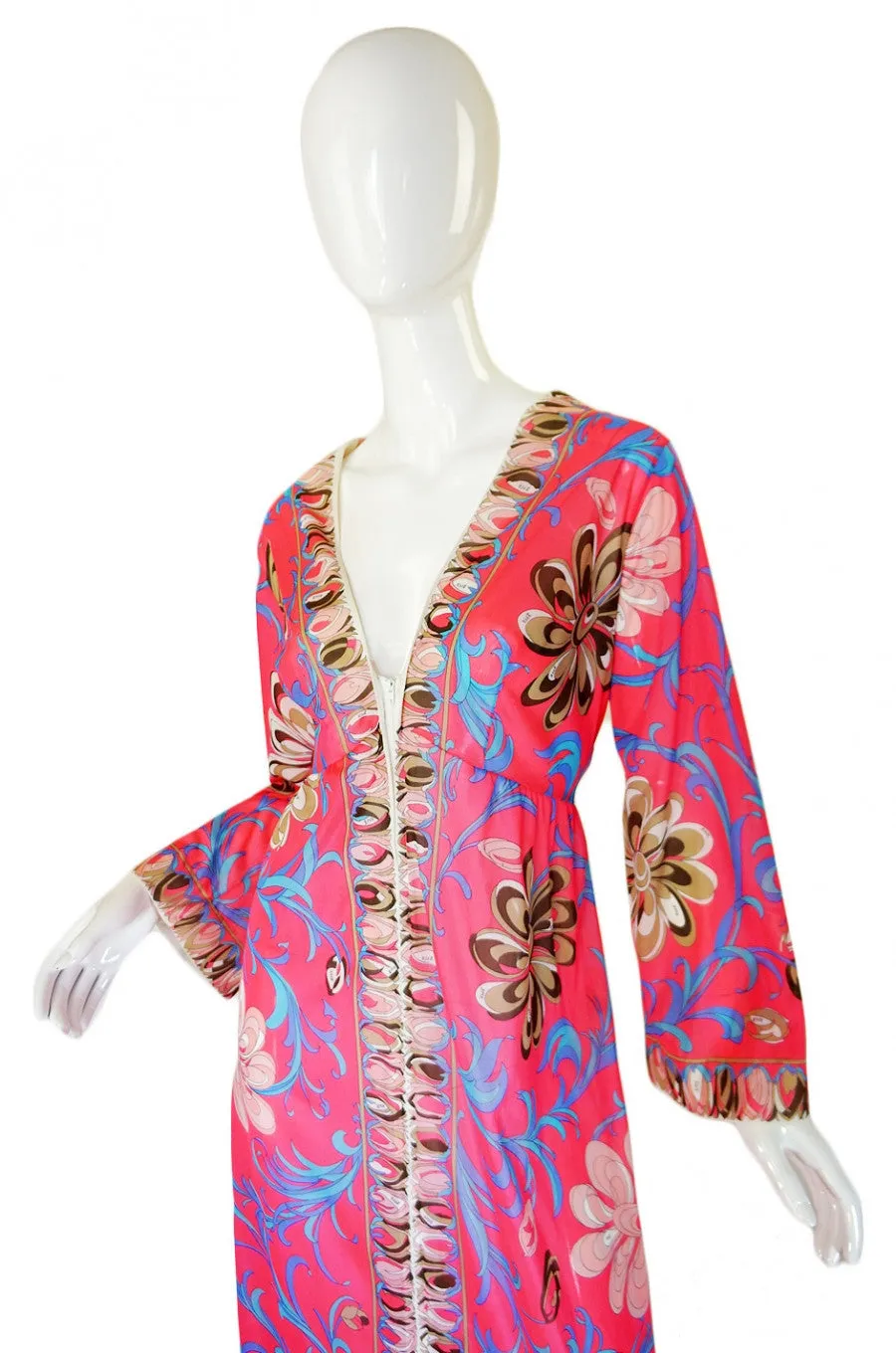 1960s Dramatic Coral Pucci Caftan Gown