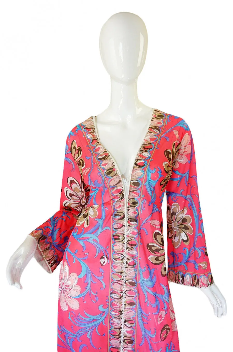 1960s Dramatic Coral Pucci Caftan Gown