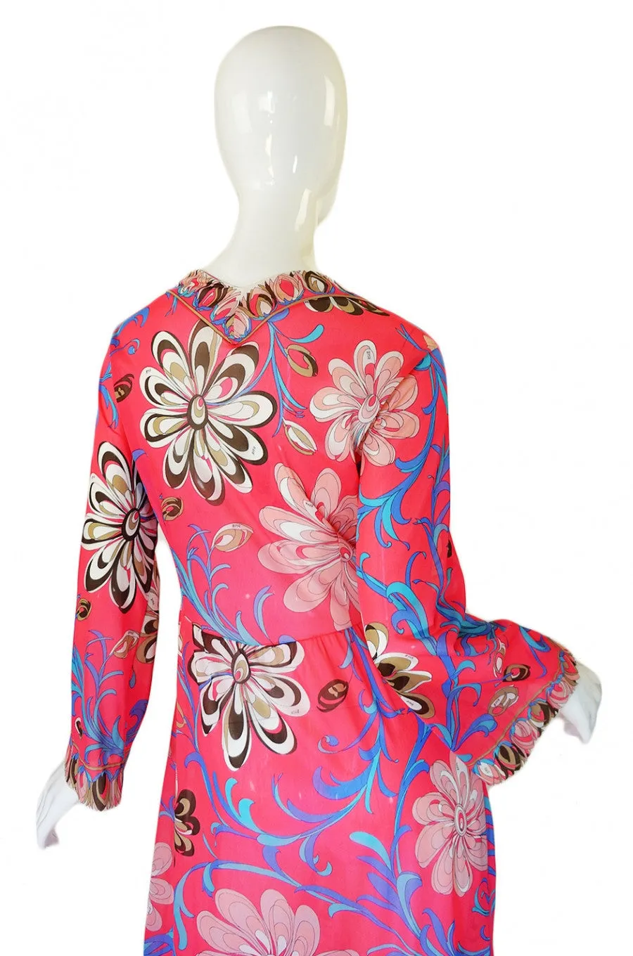 1960s Dramatic Coral Pucci Caftan Gown