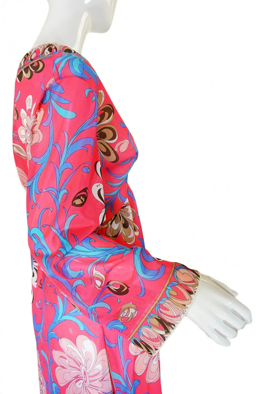 1960s Dramatic Coral Pucci Caftan Gown