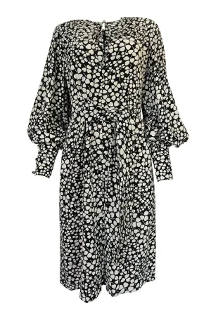 1960s James Galanos Clover & Heart Billow Sleeve Silk Dress