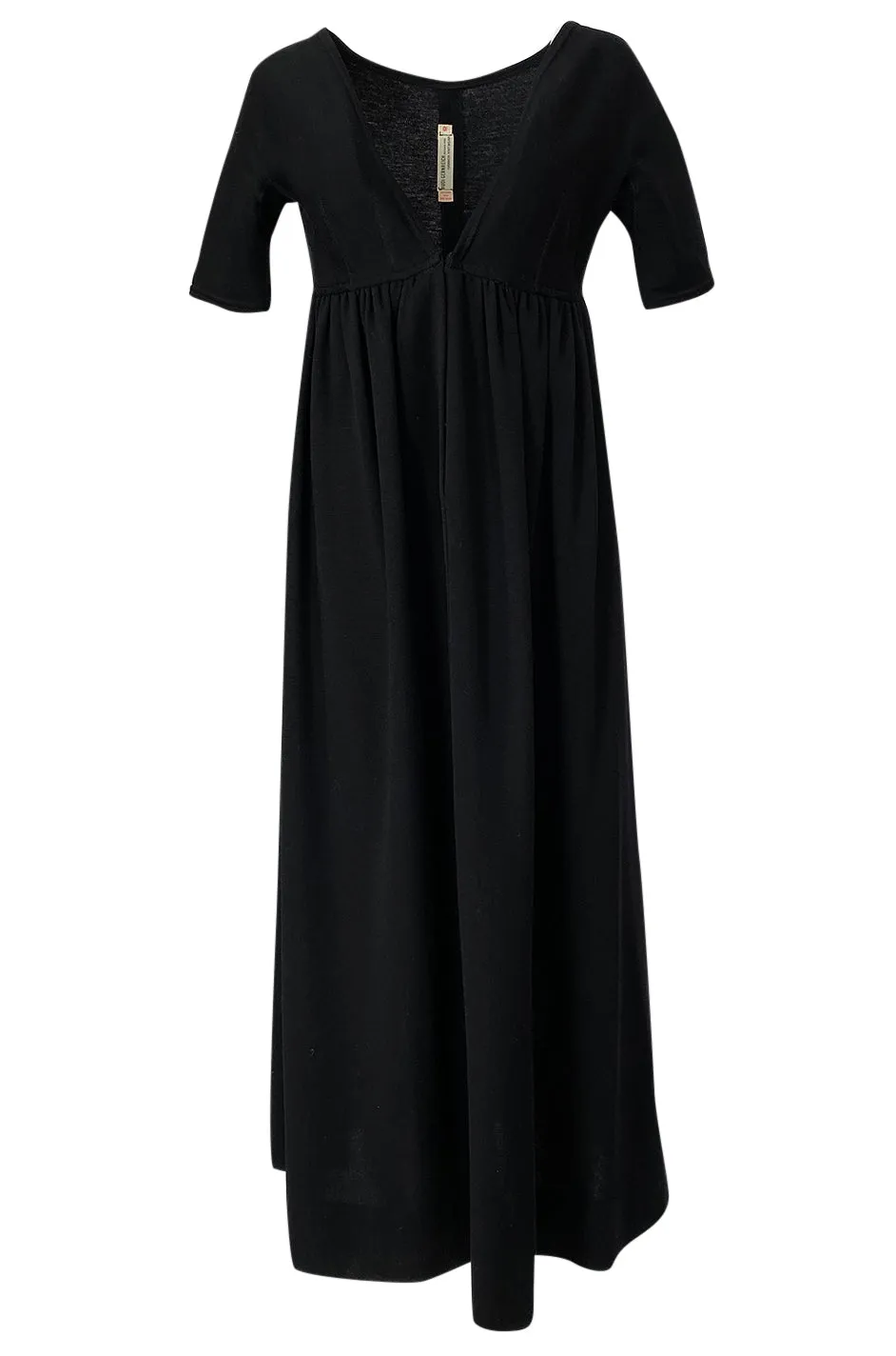 1960s Rudi Gernreich for Harmon Knits Deep Front Plunge Black Dress