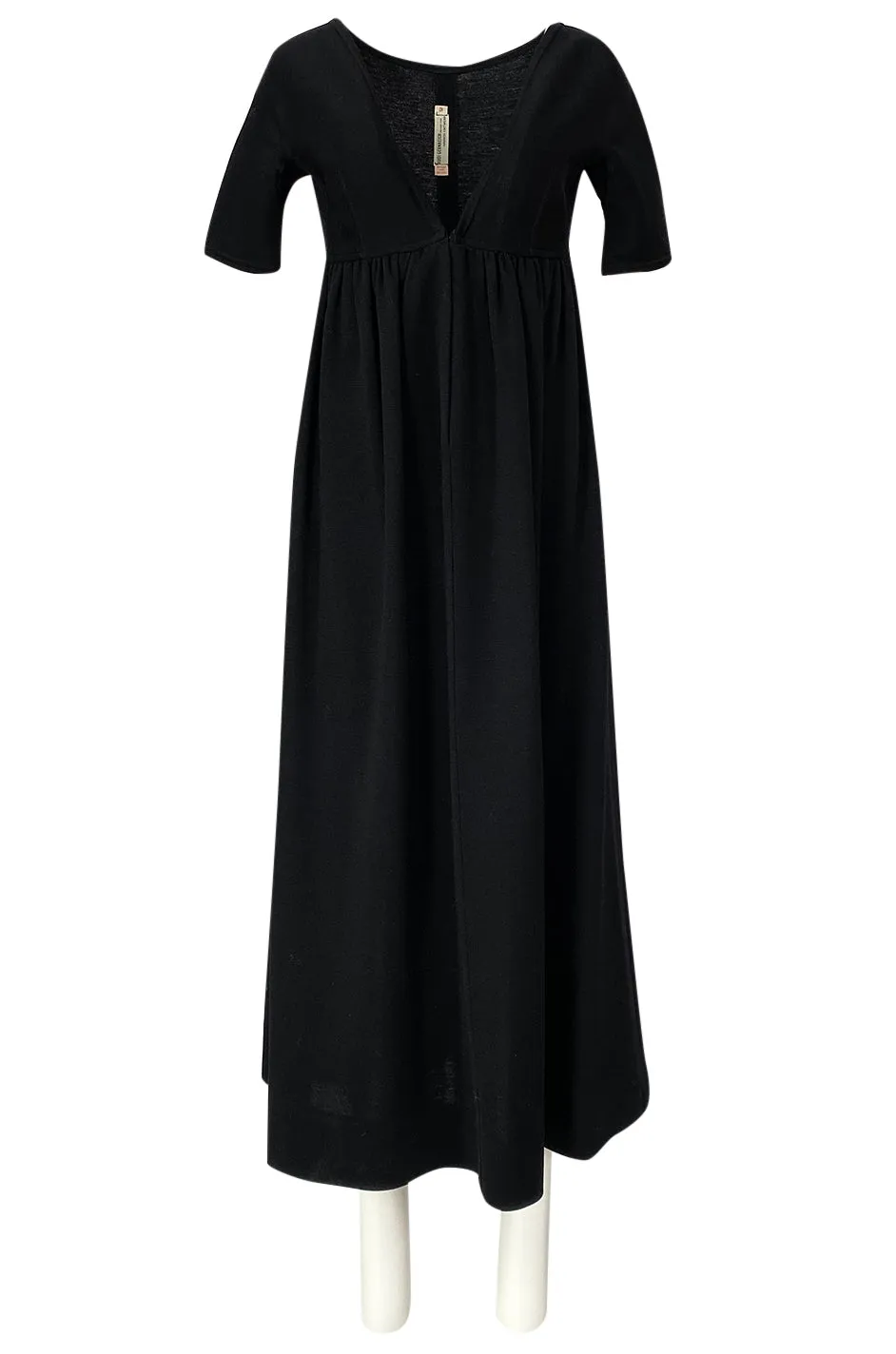 1960s Rudi Gernreich for Harmon Knits Deep Front Plunge Black Dress