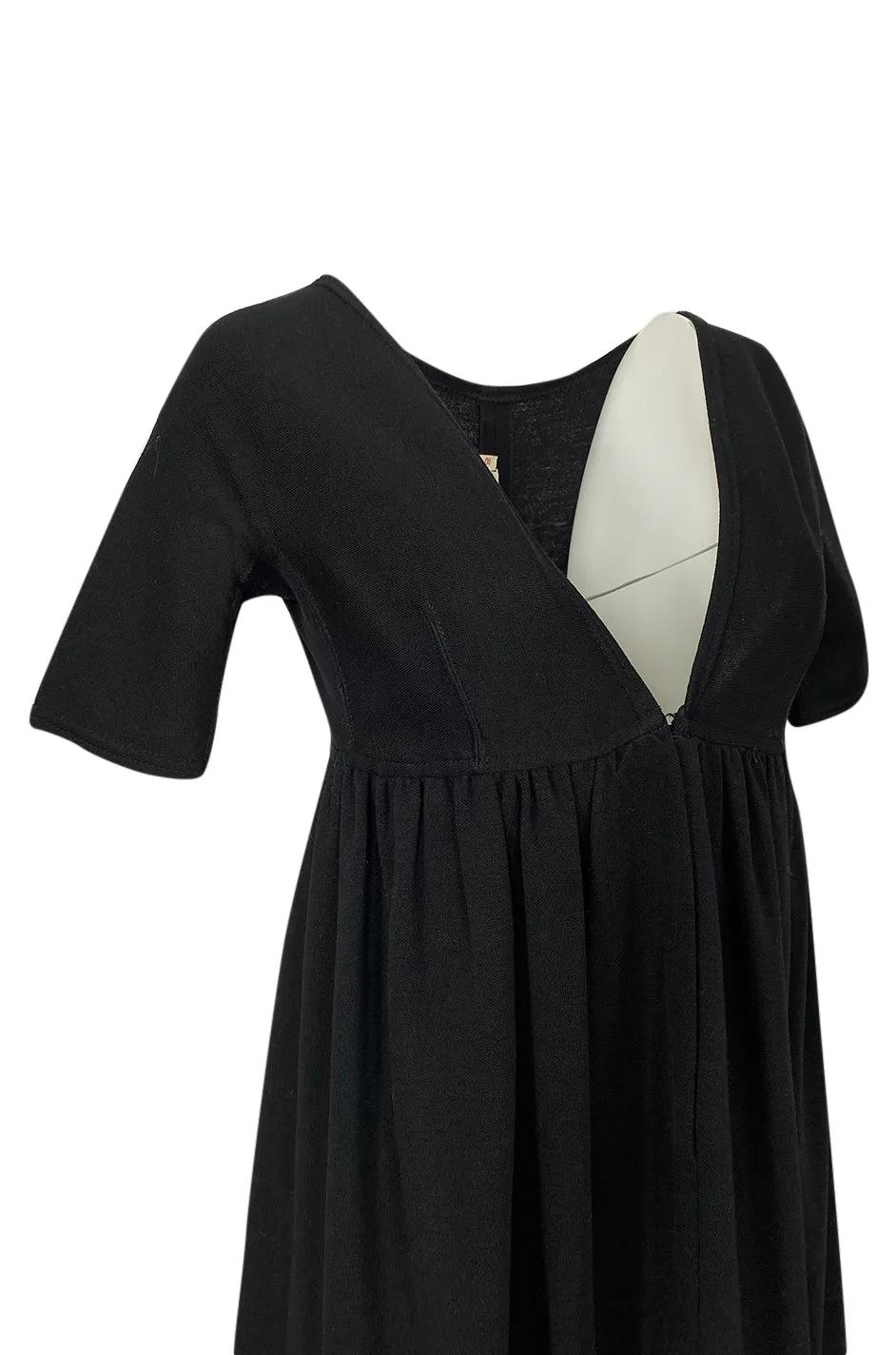 1960s Rudi Gernreich for Harmon Knits Deep Front Plunge Black Dress