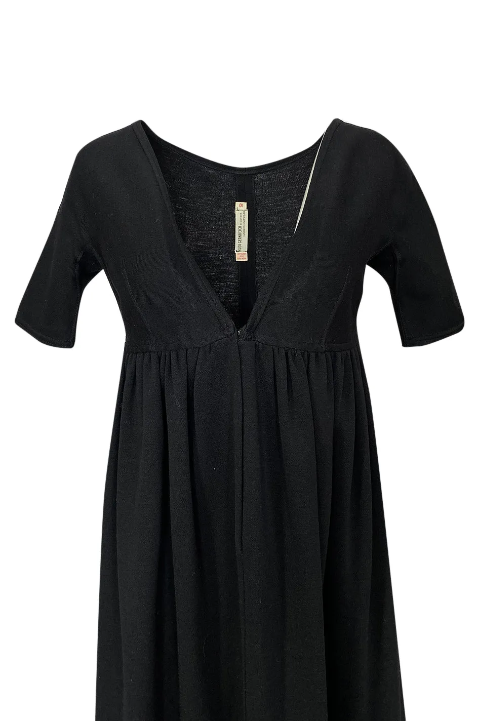 1960s Rudi Gernreich for Harmon Knits Deep Front Plunge Black Dress