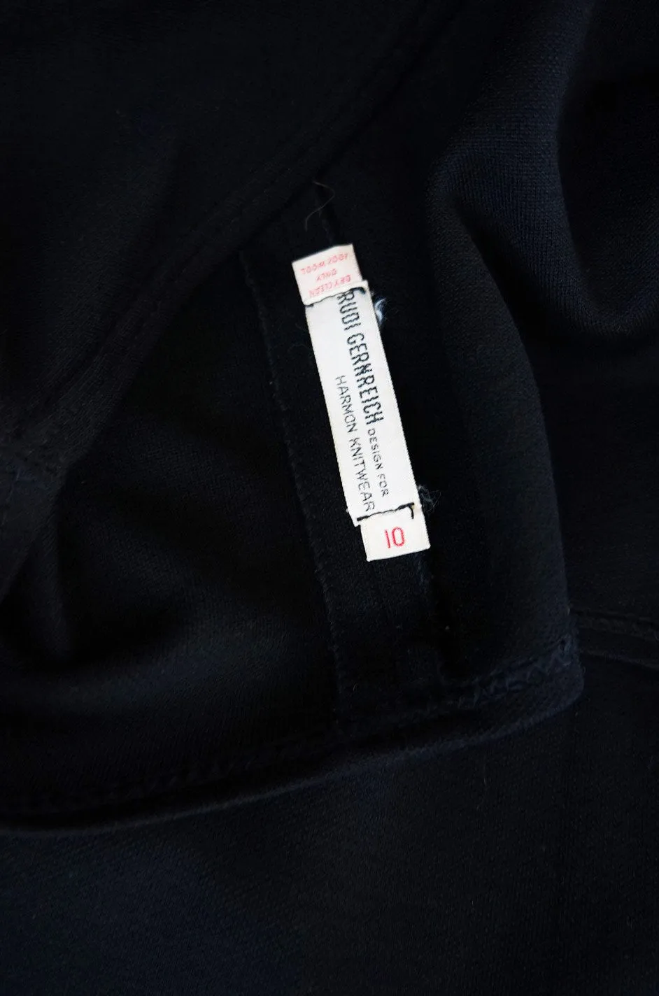 1960s Rudi Gernreich for Harmon Knits Deep Front Plunge Black Dress