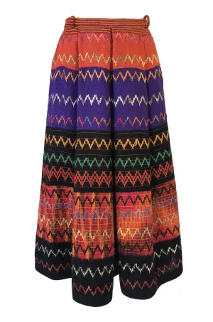 1970s Lanvin Numbered Haute Couture Hand Woven Knit Embroidery Skirt
