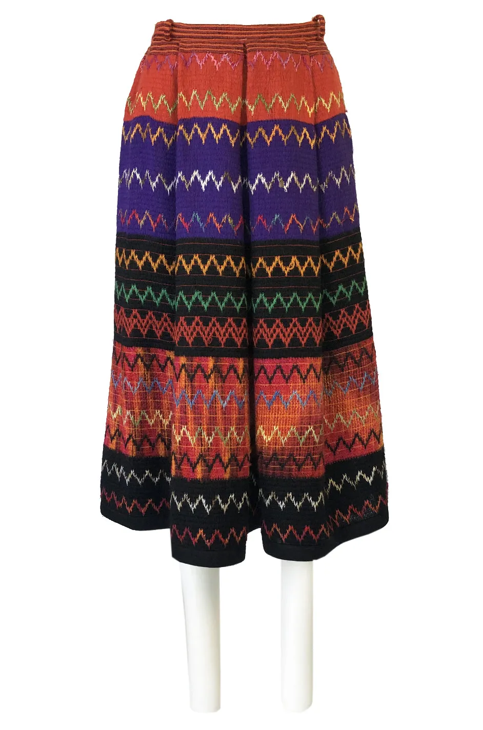 1970s Lanvin Numbered Haute Couture Hand Woven Knit Embroidery Skirt