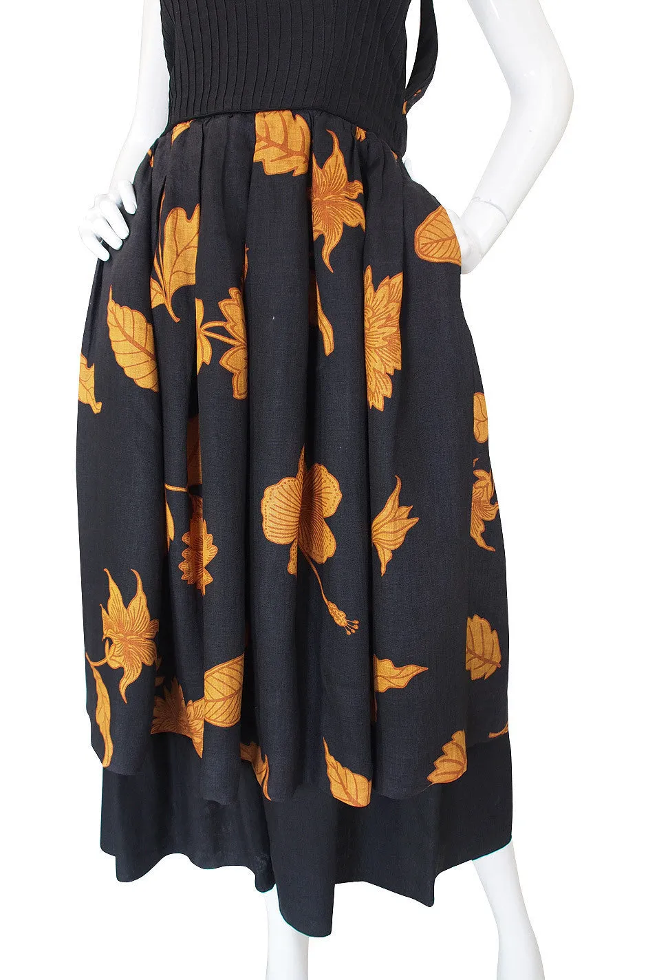 1970s Valentino Strapless Linen Dress
