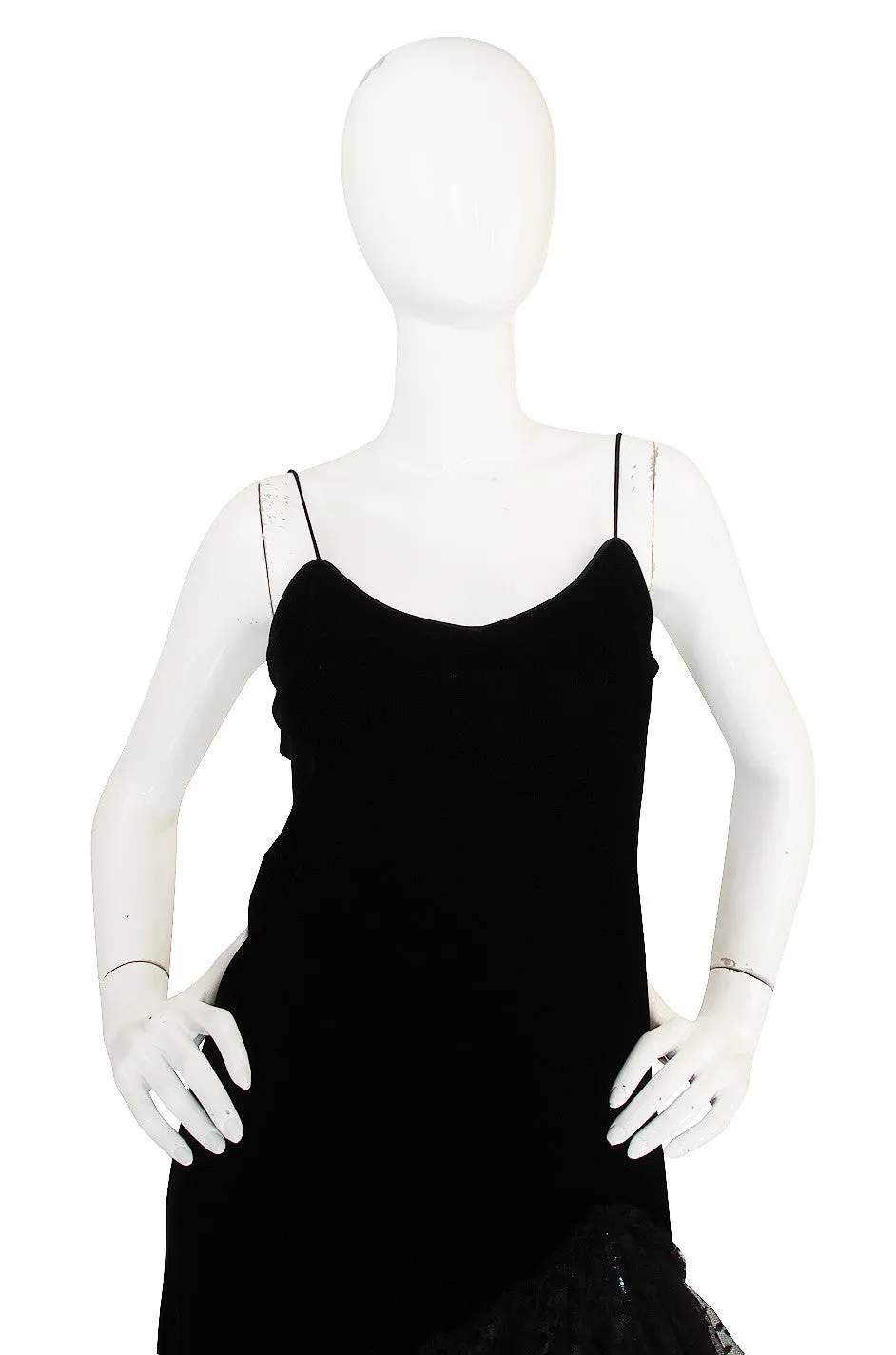 1978 Oscar de la Renta Velvet & Dotted Net Dress
