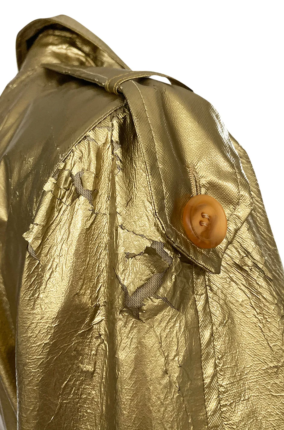 1980s Christian Dior Gold Coated Metallic Oversized Trench Coat