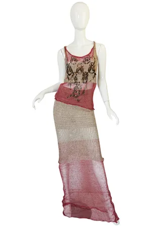 1990s Vivienne Westwood Gilt Painted Knit Skirt & Tank