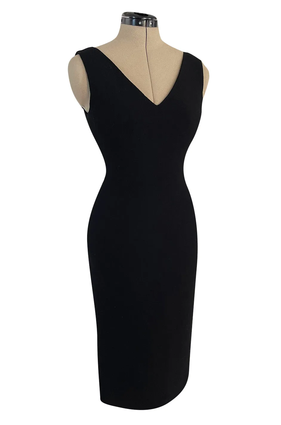 1995 Gianni Versace Couture Fitted Little Black Dress w Plunge Back & Front